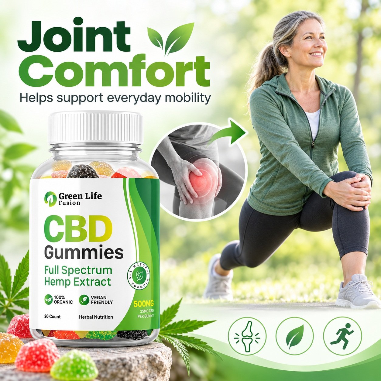Joint comfort themed Green Life Fusion creative