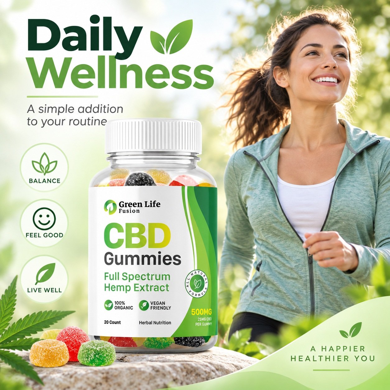 Green Life Fusion CBD Gummies daily wellness creative